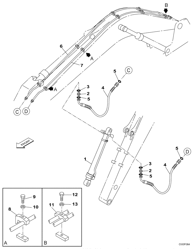 Схема запчастей Case CX210N - (08-13) - HYDRAULICS - BUCKET, 2,40 METER (7FT 10 IN) ARM (08) - HYDRAULICS