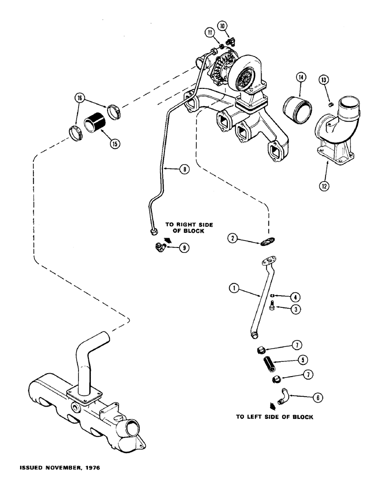 Схема запчастей Case 400C - (016) - TURBO-CHARGER, (336B) DIESEL ENGINE (02) - ENGINE