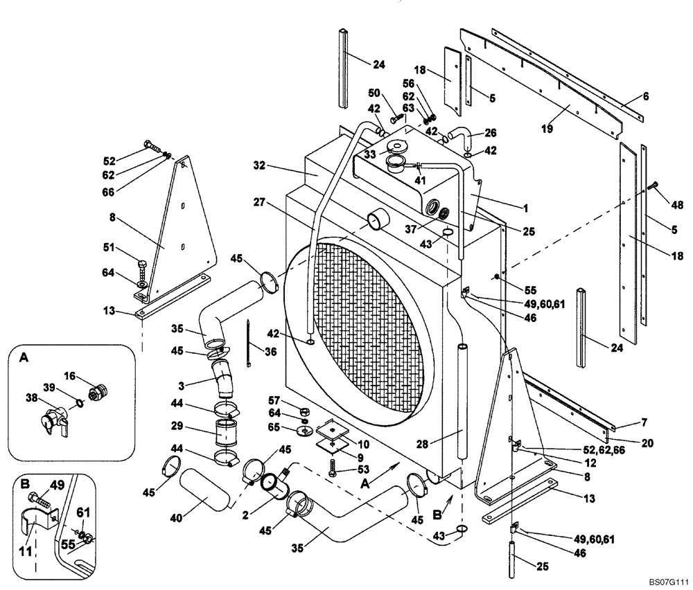 Схема запчастей Case SV210 - (02-002-00[01]) - RADIATOR INSTALLATION (GROUP 125) (ND117913) (02) - ENGINE