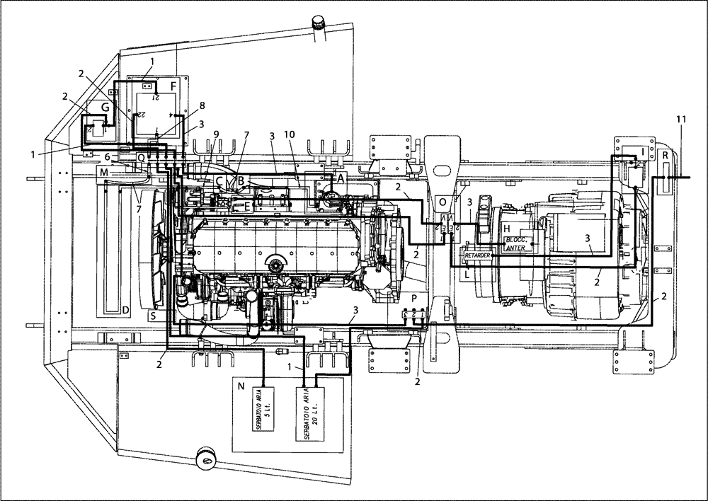 Схема запчастей Case 330B - (49A00000936[001]) - PNEUMATICS, FRONT FRAME W/RETARDER (87559453) (09) - Implement / Hydraulics / Frame / Brakes