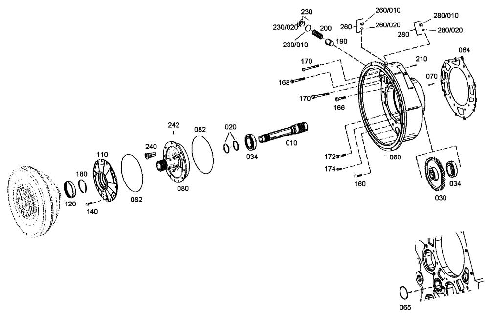 Схема запчастей Case 340B - (18A00000574[001]) - HOUSING AND INPUT SHAFT, GEARBOX (87453798) (03) - Converter / Transmission