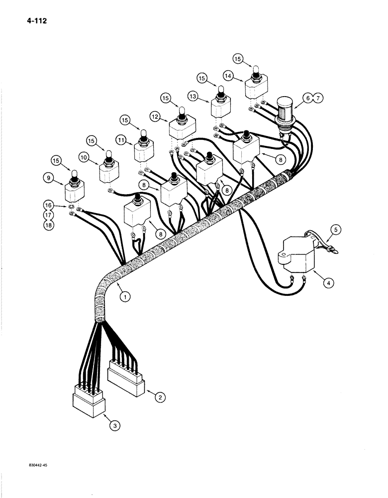 Схема запчастей Case 1080B - (4-112) - ELECTRICAL HARNESS - LEFT-HAND CONSOLE (04) - ELECTRICAL SYSTEMS