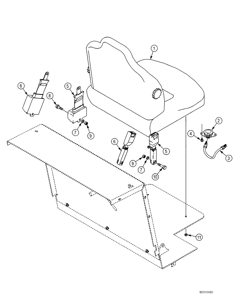 Схема запчастей Case 70XT - (09-24) - SEAT - MOUNTING, SUSPENSION (09) - CHASSIS