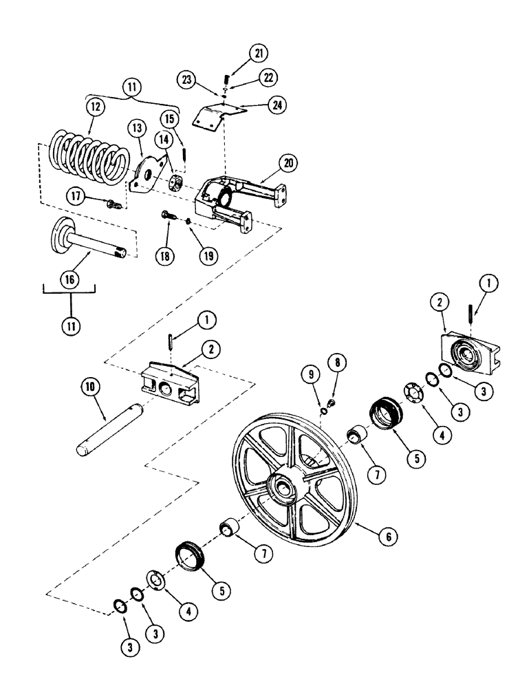 Схема запчастей Case 50 - (5-108) - IDLER WHEEL AND TRACK ADJUSTMENT (11) - TRACKS/STEERING