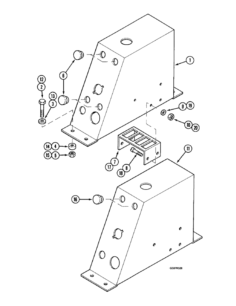 Схема запчастей Case 220B - (4-28) - MOUNTING PARTS FOR CAB ELECTRICAL COMPONENTS, P.I.N. 74441 THROUGH 74594 (04) - ELECTRICAL SYSTEMS