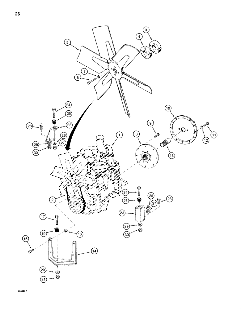 Схема запчастей Case 1280B - (026) - CASE ENGINE MOUNTING AND ADAPTING PARTS (02) - ENGINE