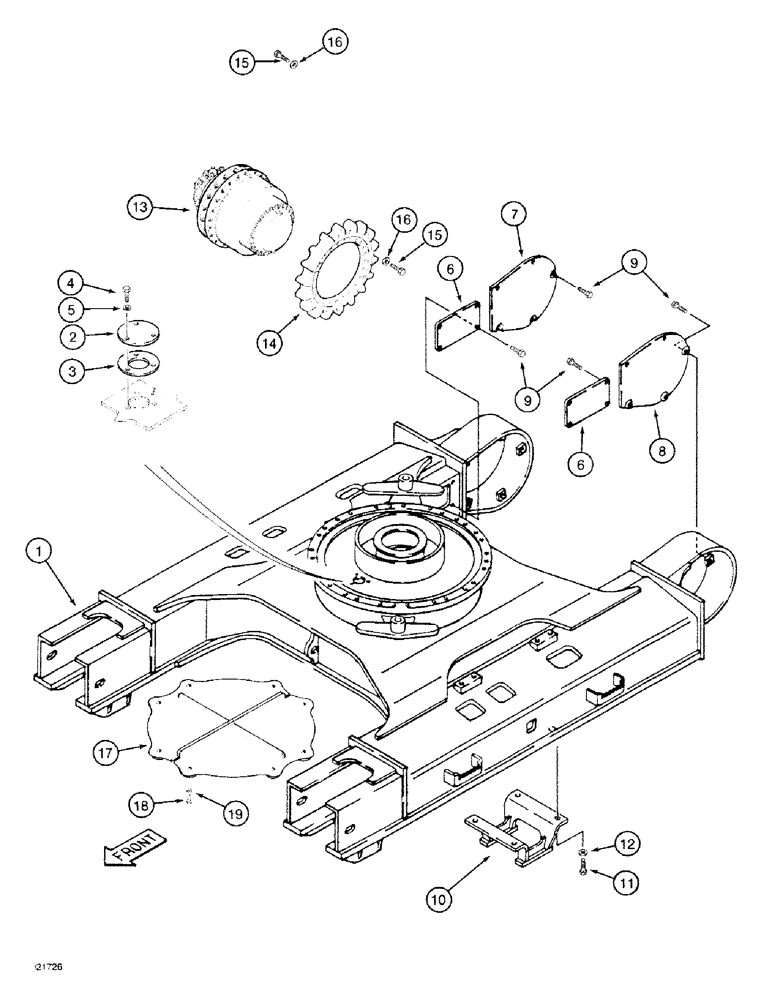 Схема запчастей Case 9030 - (5-02) - TRACK FRAME AND DRIVE SPROCKET (11) - TRACKS/STEERING