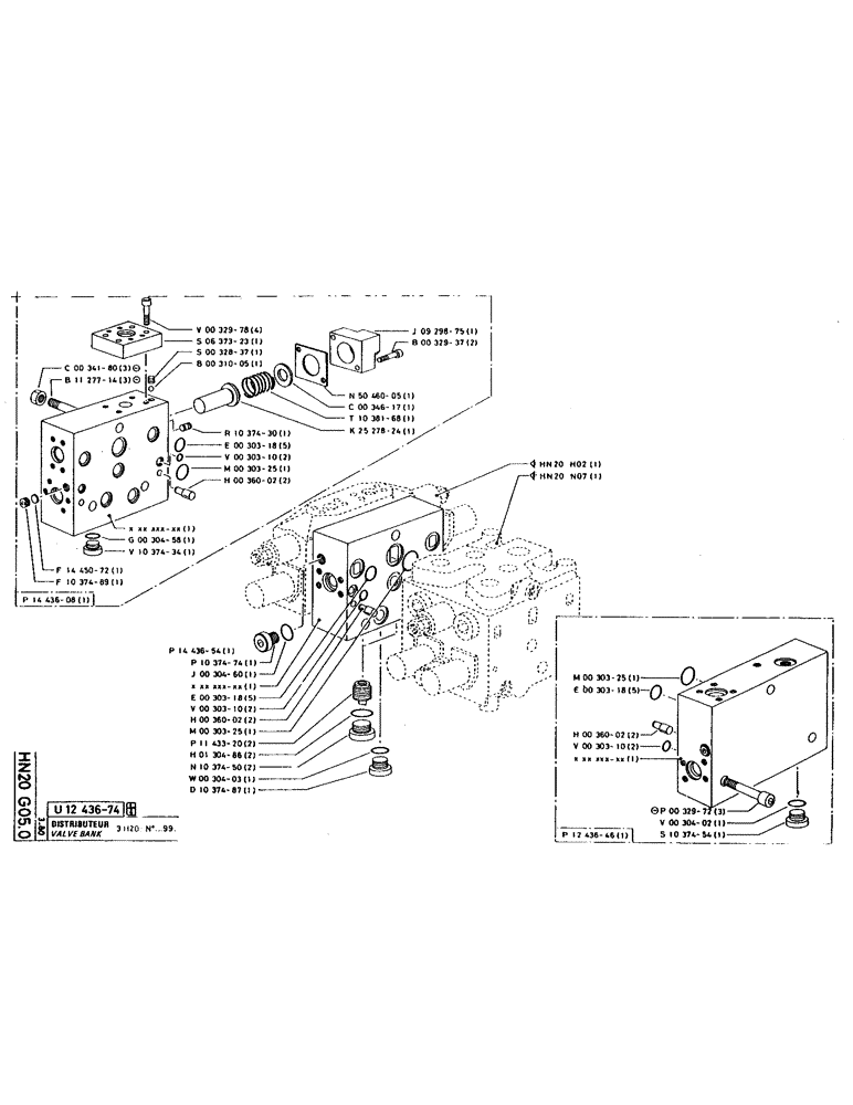 Схема запчастей Case 220 - (200) - VALVE BANK (07) - HYDRAULIC SYSTEM