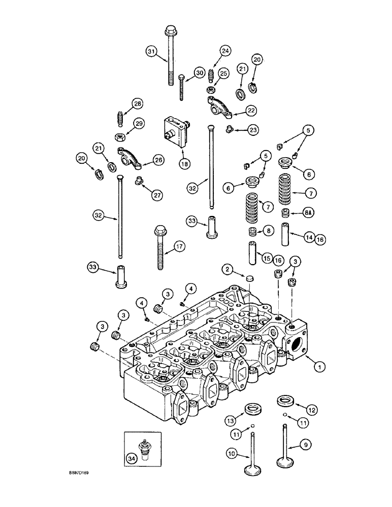 Схема запчастей Case 9020B - (2-060) - CYLINDER HEAD AND VALVE MECHANISM, 4TA-390 EMISSIONS CERTIFIED ENGINE, P.I.N. DAC02#2001 AND AFTER (02) - ENGINE