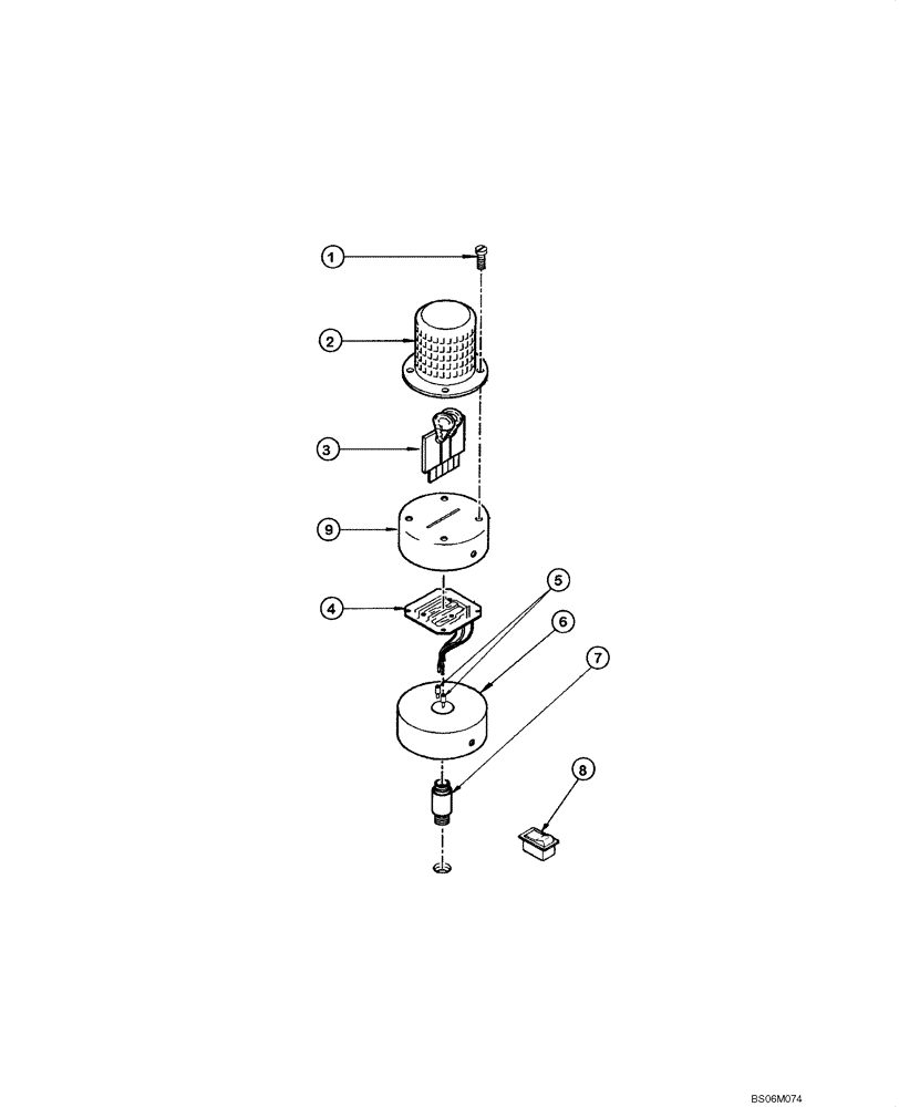 Схема запчастей Case 845 - (04.24A[00]) - ROTATING BEACON COMPONENTS (04) - ELECTRICAL SYSTEMS