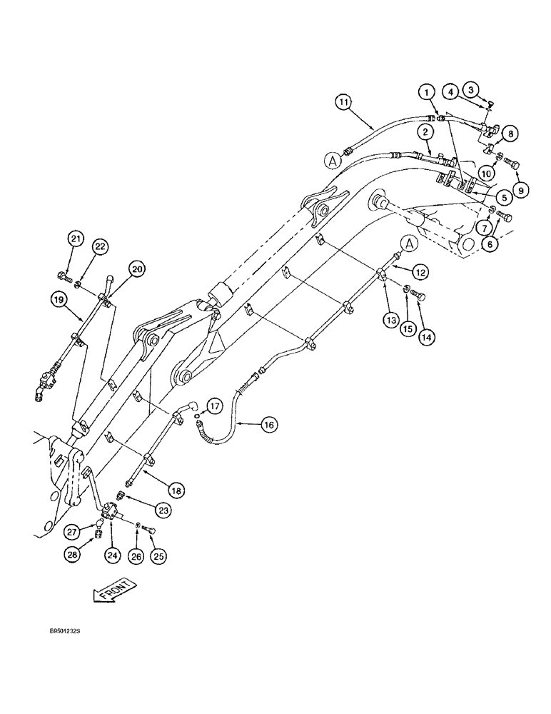 Схема запчастей Case 9020B - (8-094) - AUXILIARY EQUIPMENT OPTIONS, SUPPLY/RETURN LINES, 2.7 AND 3.05 METER ARMS (08) - HYDRAULICS