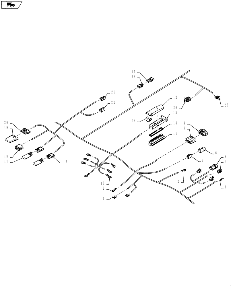 Схема запчастей Case 621F - (55.100.14[02]) - HARNESS, MAIN CAB (55) - ELECTRICAL SYSTEMS