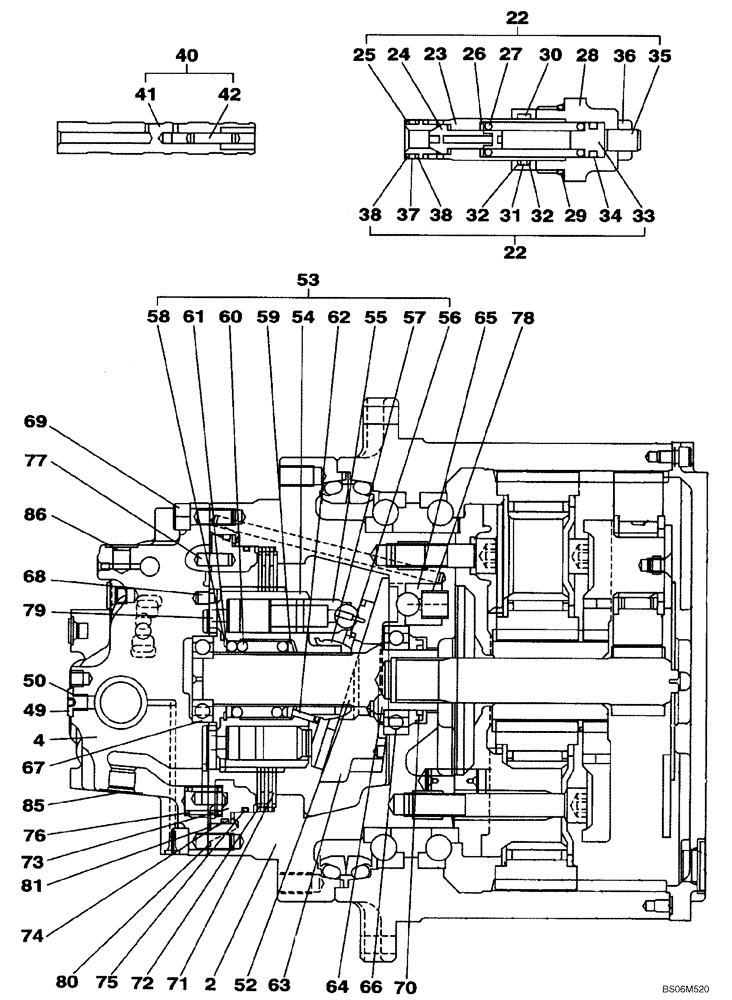 Схема запчастей Case CX240B - (06-03) - MOTOR ASSY - TRACK DRIVE (06) - POWER TRAIN