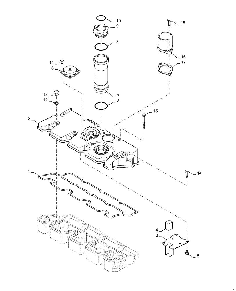 Схема запчастей Case SR130 - (10.102.AK) - VALVE COVER (10) - ENGINE