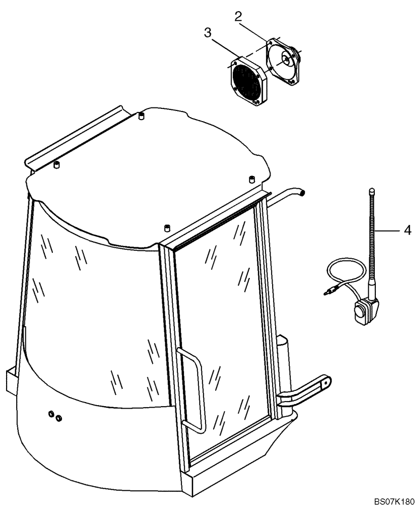 Схема запчастей Case 321E - (32.590[2989824000]) - RADIO INSTALLATION PARTS, LOUDSPEAKER, ANTENNA (55) - ELECTRICAL SYSTEMS