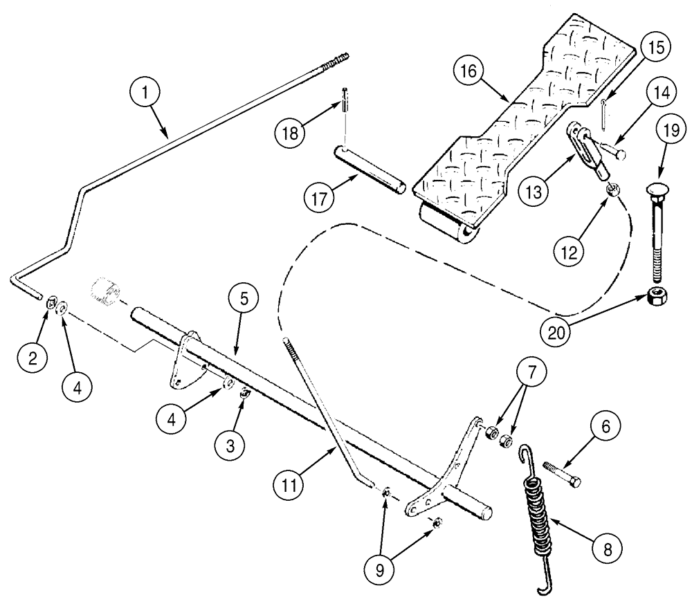 Схема запчастей Case 650H - (03-04) - CONTROLS, THROTTLE PEDAL, DECELERATOR- MODELS WITH DECELERATOR (03) - FUEL SYSTEM