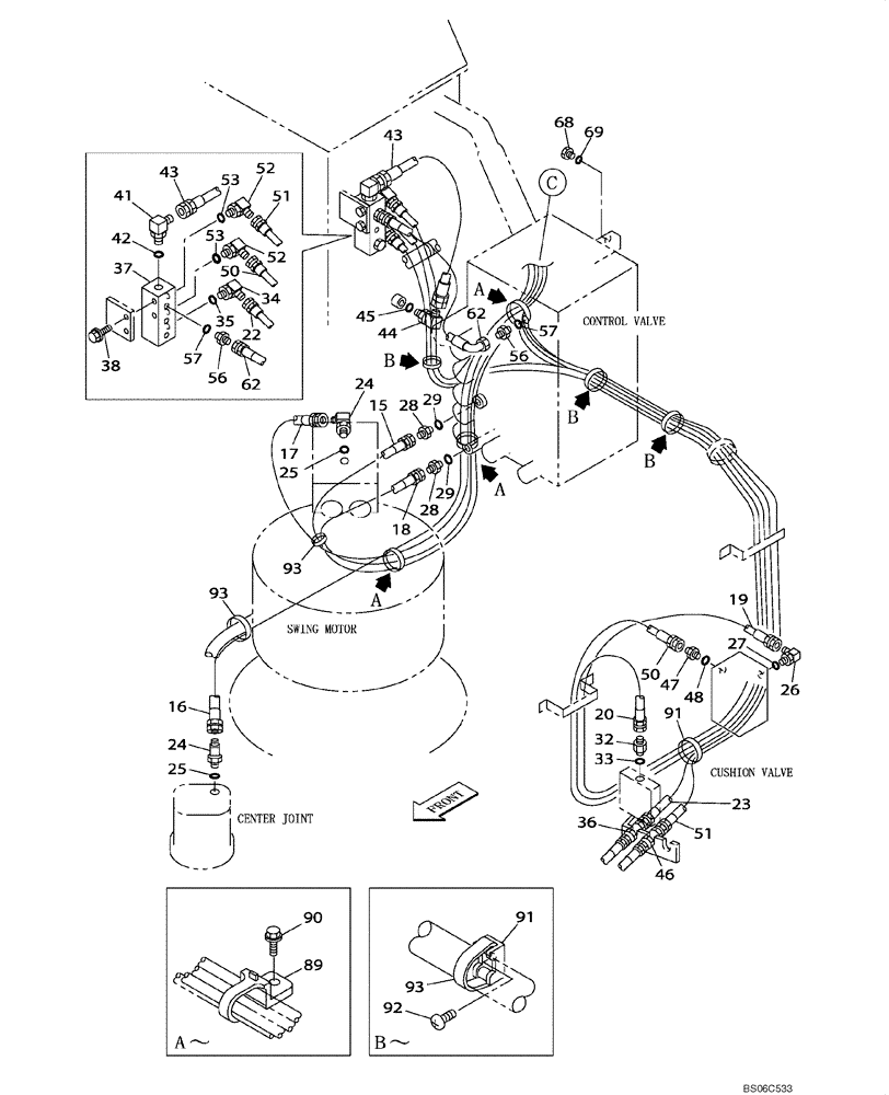 Схема запчастей Case CX330 - (08-039-00[01]) - HYDRAULICS - PILOT PRESSURE, RETURN LINES (08) - HYDRAULICS