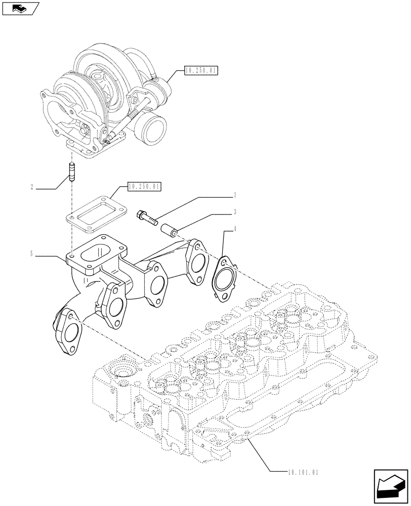 Схема запчастей Case F4HFE413H A007 - (10.254.05) - EXHAUST MANIFOLD (2854381) (10) - ENGINE