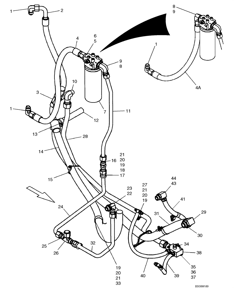 Схема запчастей Case 420 - (06-04) - HYDROSTATICS - PUMP, SUPPLY AND RETURN (420) (06) - POWER TRAIN