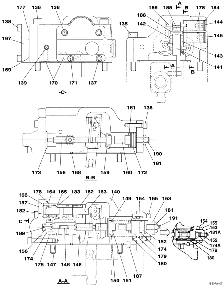 Схема запчастей Case CX130 - (08-134) - KNJ3026 PUMP ASSY, HYDRAULIC - LL00092 REGULATOR (08) - HYDRAULICS