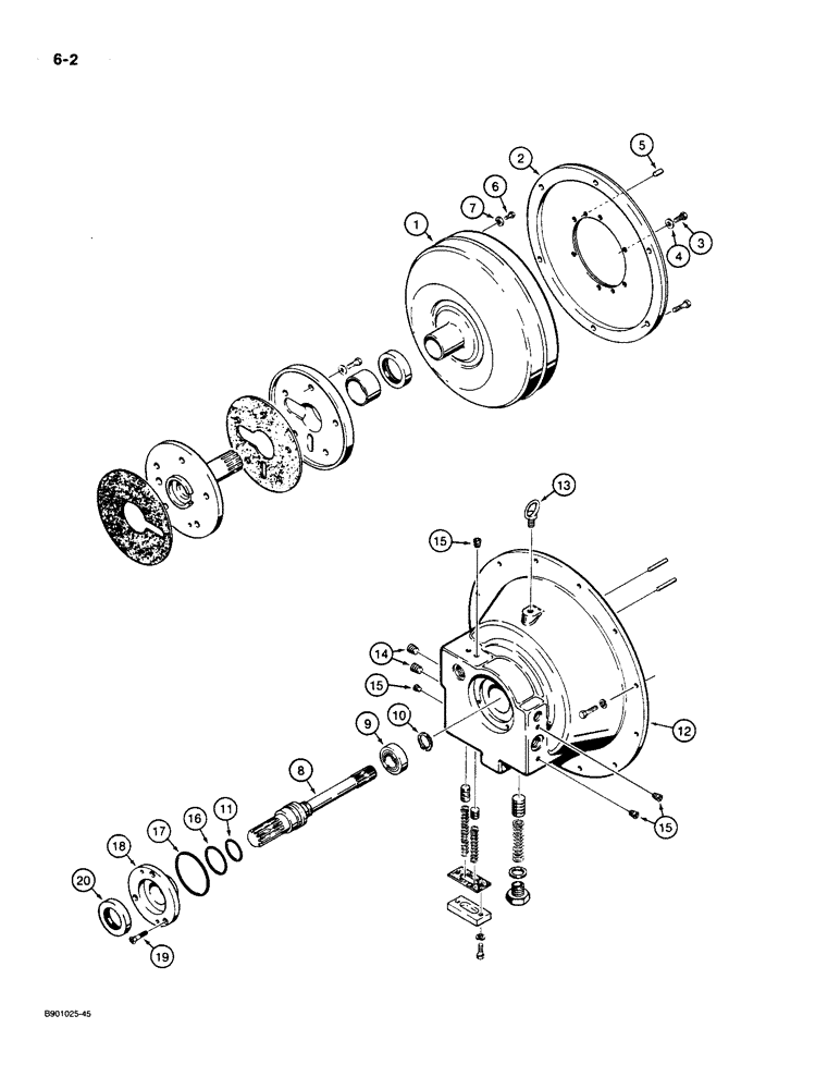 Схема запчастей Case 550 - (6-02) - TORQUE CONVERTER ASSEMBLY, PRIOR TO P.I.N. JAK0013968 (06) - POWER TRAIN