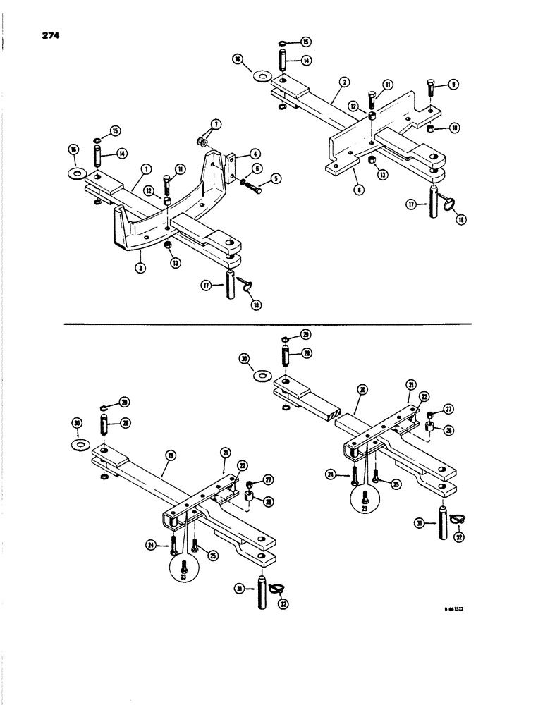 Схема запчастей Case 450 - (274) - DRAWBARS (MODELS WITH WINCH), MODEL 9 WINCH (05) - UPPERSTRUCTURE CHASSIS