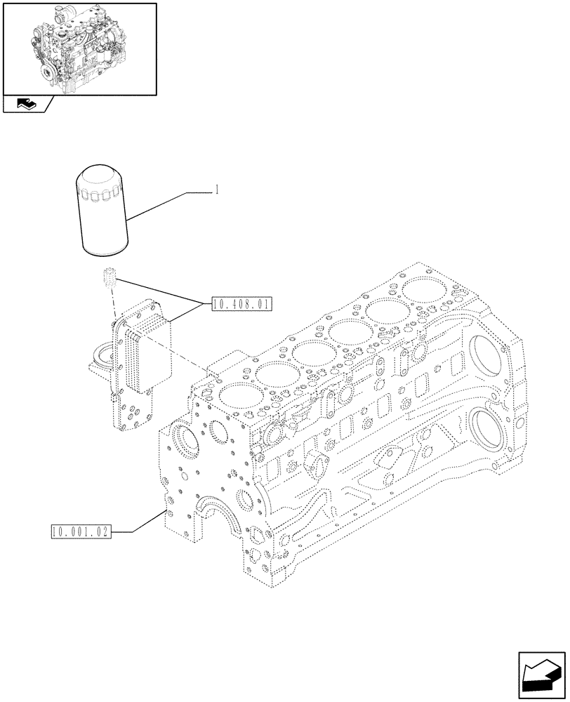 Схема запчастей Case F4DFE613G A004 - (10.206.02) - OIL FILTERS - ENGINE (10) - ENGINE