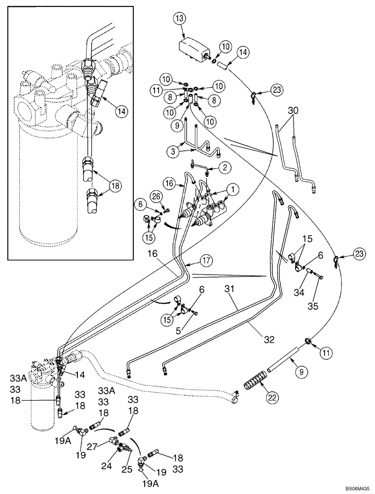 Схема запчастей Case 590SM - (07-04) - HYDRAULICS - BRAKE MASTER CYLINDER (07) - BRAKES