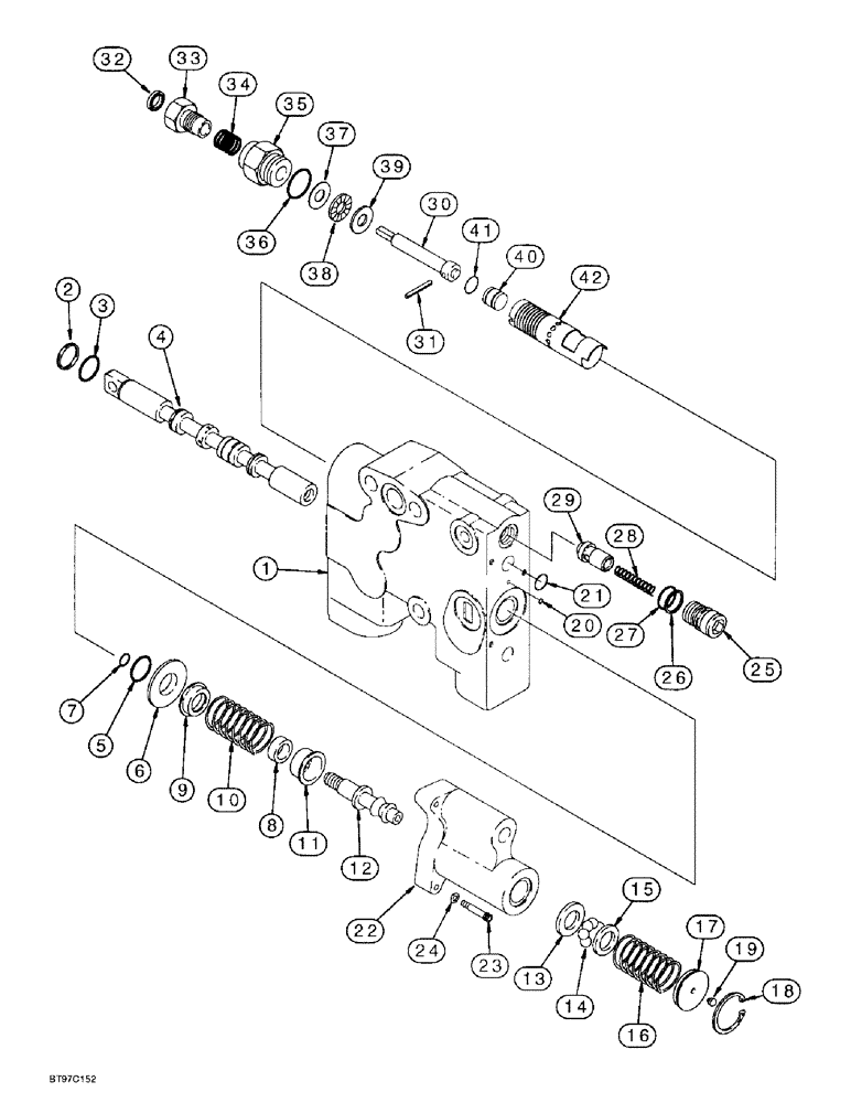 Схема запчастей Case 570LXT - (8-100) - AUXILIARY VALVE, BACKHOE SECTION (08) - HYDRAULICS