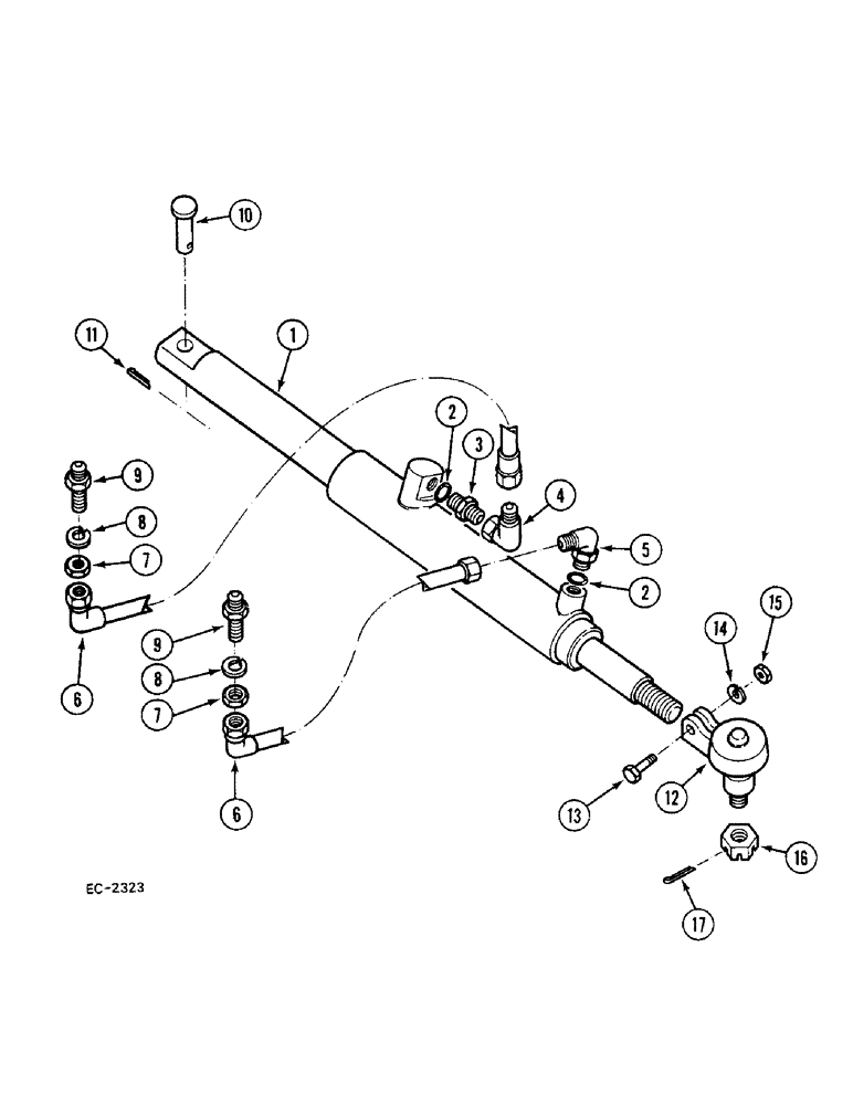 Схема запчастей Case 380B - (5-128) - POWER STEERING TUBES AND HOSES, HEAVY DUTY CAST FRONT AXLE (05) - STEERING