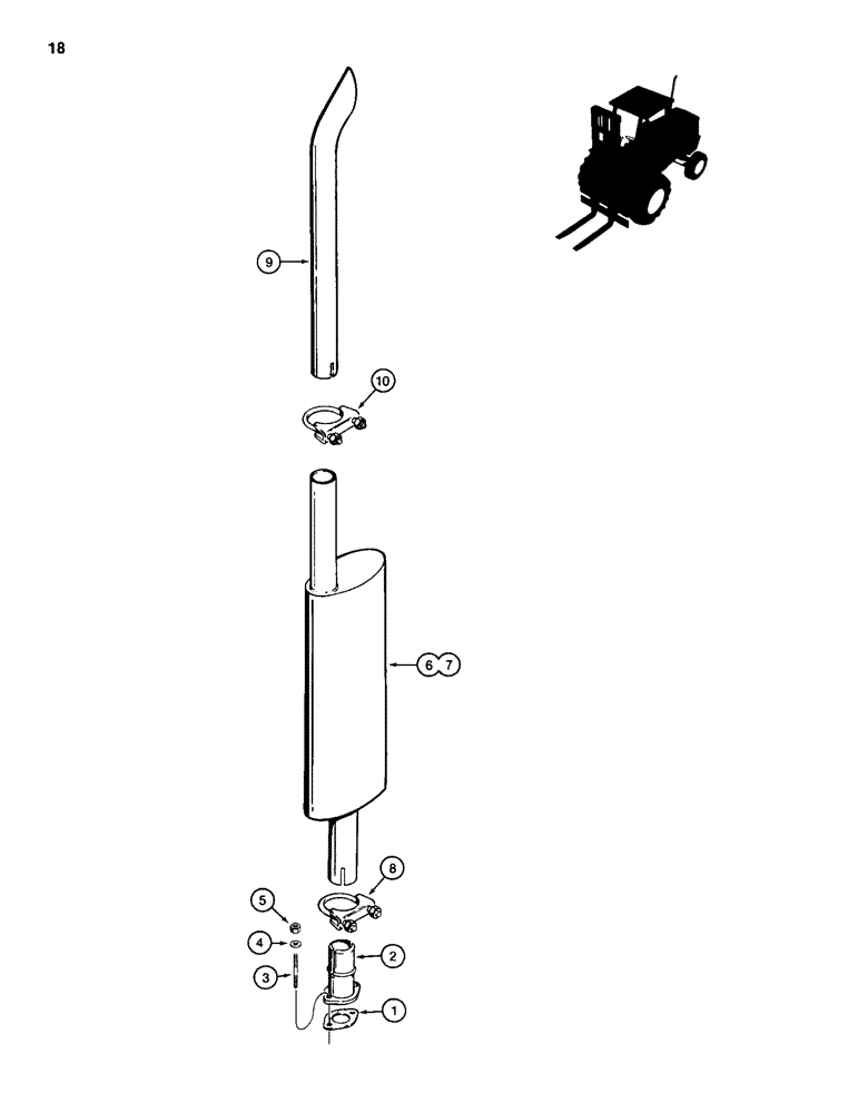 Схема запчастей Case 584D - (018) - MUFFLER AND EXHAUST SYSTEM (10) - ENGINE