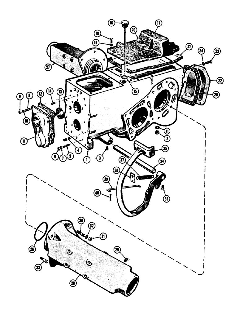 Схема запчастей Case 430CK - (078) - TRANSMISSION CASE AND AXLE HOUSINGS 