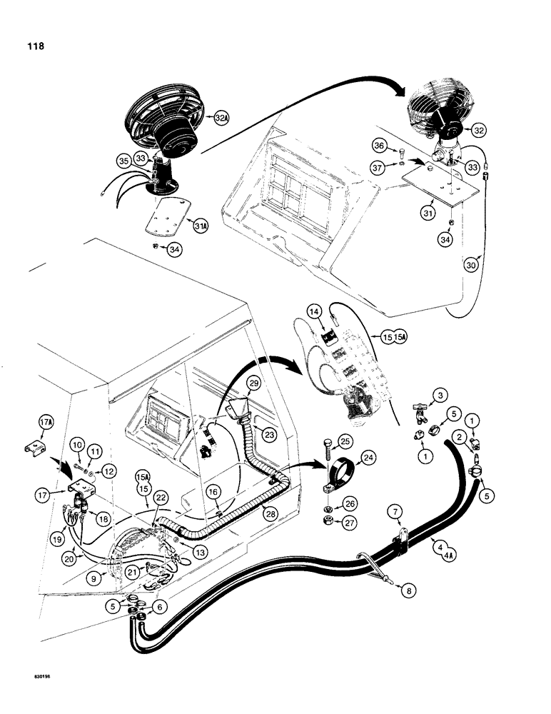 Схема запчастей Case 480C - (118) - CAB HEATER LINES AND DEFROSTER, TRACTOR SERIAL NUMBER 8967053 AND AFTER (50) - CAB CLIMATE CONTROL