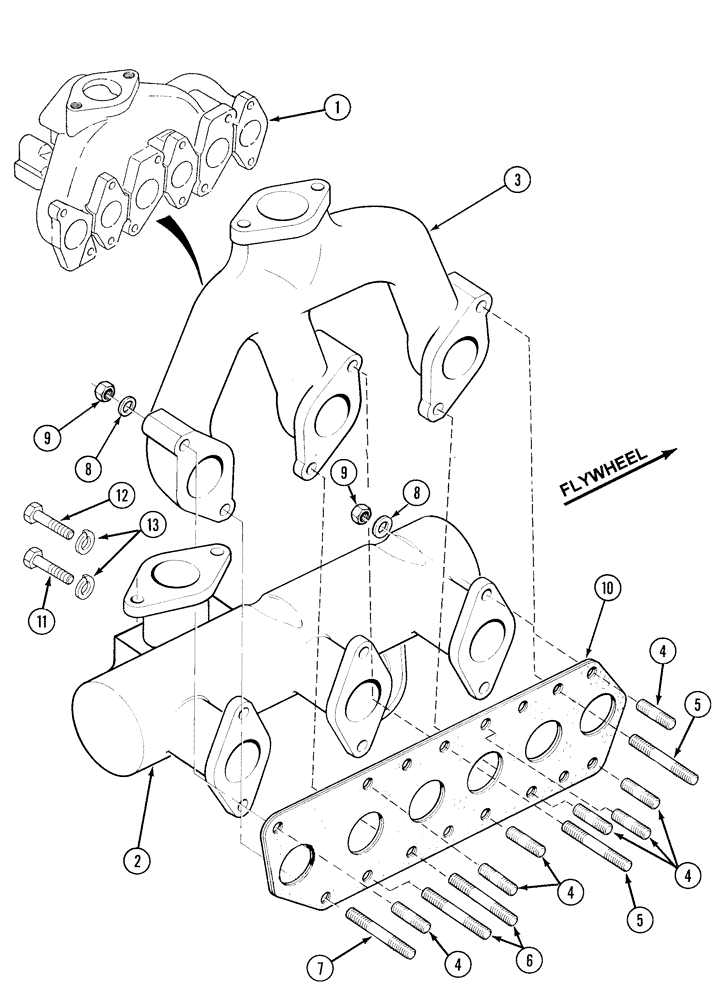 Схема запчастей Case 1835C - (2-58) - INTAKE AND EXHAUST MANIFOLD, TM-20 GASOLINE ENGINE (02) - ENGINE