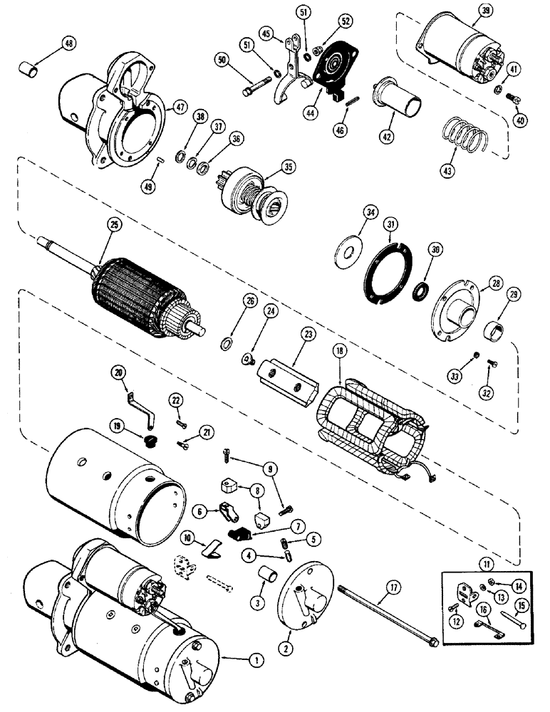 Схема запчастей Case 580B - (127A) - A38413 STARTER, (188) DIESEL ENGINE, POWER SHUTTLE, WITH 9 TOOTH STARTER DRIVE (04) - ELECTRICAL SYSTEMS