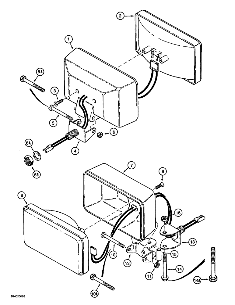 Схема запчастей Case 580SL - (4-32) - CANOPY TRACTOR LAMPS, FRONT DRIVING, REAR FLOOD, AND FRONT AND REAR WORK LAMPS (04) - ELECTRICAL SYSTEMS