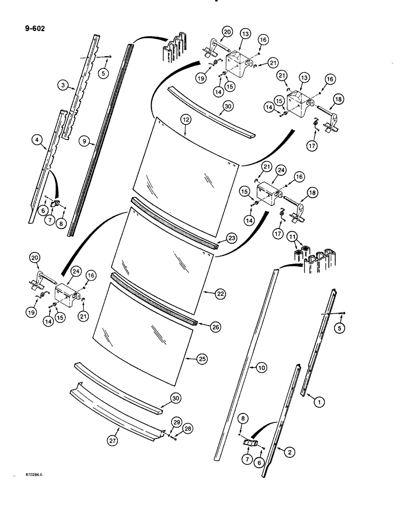 Схема запчастей Case 580K - (09-602) - CAB REAR WINDOW (09) - CHASSIS/ATTACHMENTS