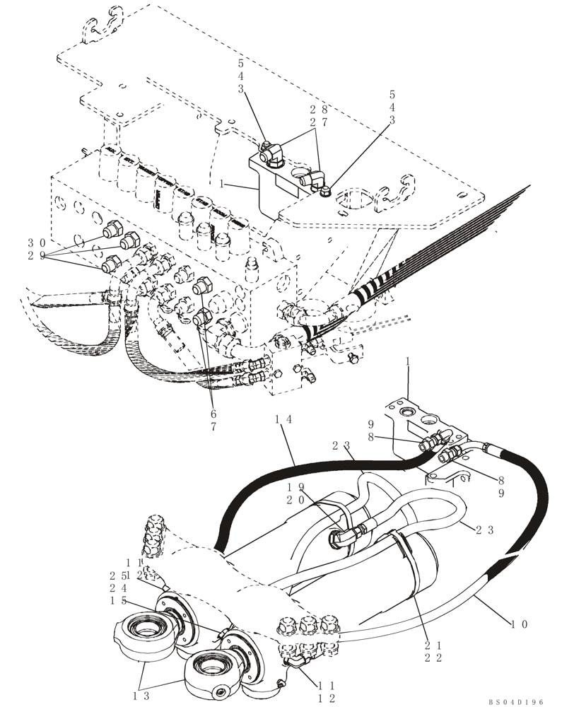 Схема запчастей Case 590SM - (08-09A) - HYDRAULICS - CYLINDER, BACKHOE SWING (WITH PILOT CONTROLS) (08) - HYDRAULICS