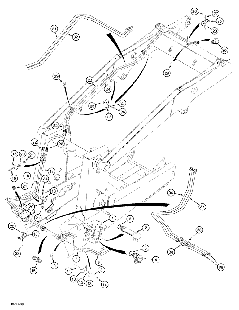 Схема запчастей Case 580SK - (8-020) - LOADER CLAM CYLINDER HYDRAULIC CIRCUIT (08) - HYDRAULICS