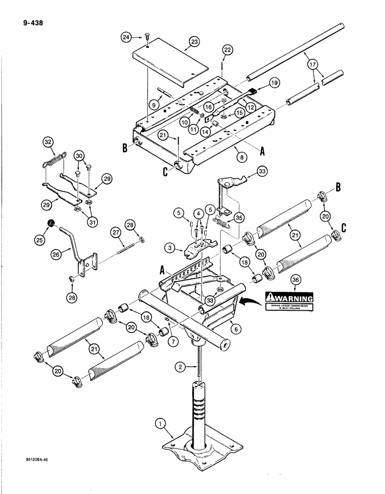 Схема запчастей Case 780C - (9-438) - D124104 STANDARD SEAT SUPPORT (09) - CHASSIS/ATTACHMENTS