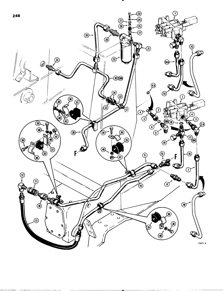 Схема запчастей Case 580C - (246) - EQUIPMENT HYDRAULIC CIRCUIT, REAR EQUIPMENT AND RETURN LINES (08) - HYDRAULICS