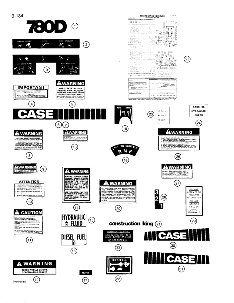 Схема запчастей Case 780D - (9-134) - DECALS (09) - CHASSIS/ATTACHMENTS