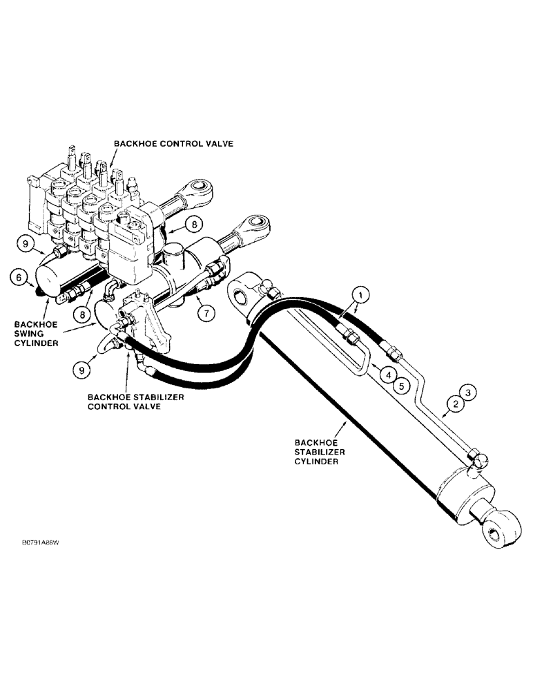 Схема запчастей Case 780D - (1-20) - PICTORIAL INDEX, BACKHOE HYDRAULICS, STABILIZER AND SWING CYLINDERS (00) - PICTORIAL INDEX