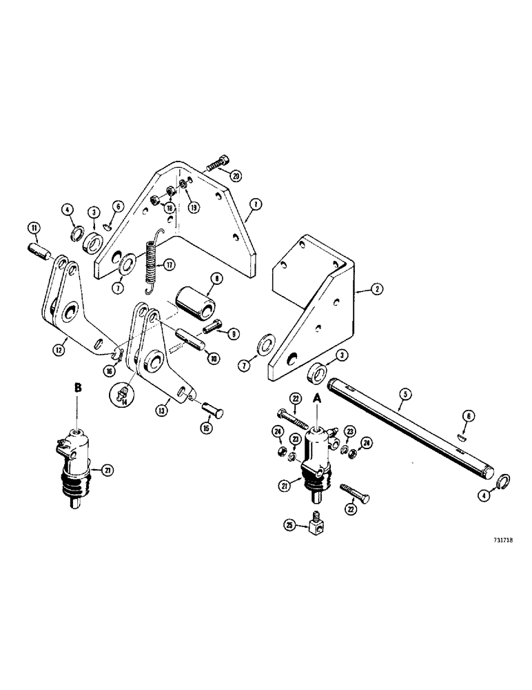 Схема запчастей Case 680CK - (096) - WHEEL BRAKE CYLINDERS AND LINKAGE (33) - BRAKES & CONTROLS