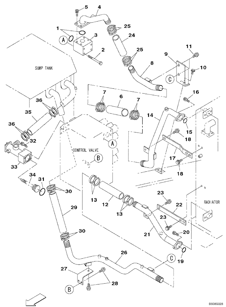 Схема запчастей Case CX470B - (08-05) - HYDRAULICS - RESERVOIR RETURN (08) - HYDRAULICS