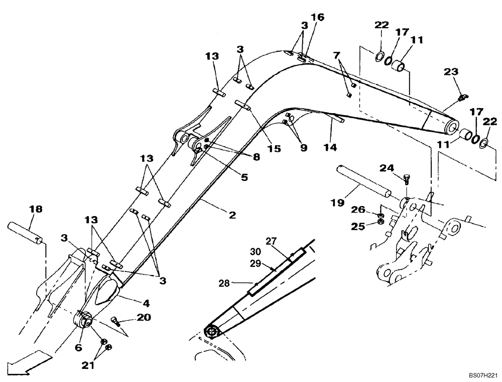 Схема запчастей Case CX75SR - (09-38) - BOOM - STANDARD (09) - CHASSIS/ATTACHMENTS