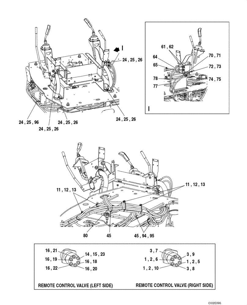 Схема запчастей Case CX135SR - (08-037) - PILOT CONTROL LINES - MODELS WITH DOZER BLADE (08) - HYDRAULICS