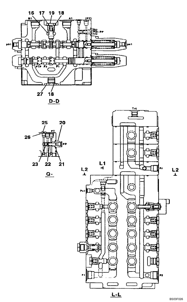 Схема запчастей Case CX135SR - (08-085) - KMJ2956 VALVE ASSY, CONTROL - MODELS WITH DOZER BLADE (08) - HYDRAULICS