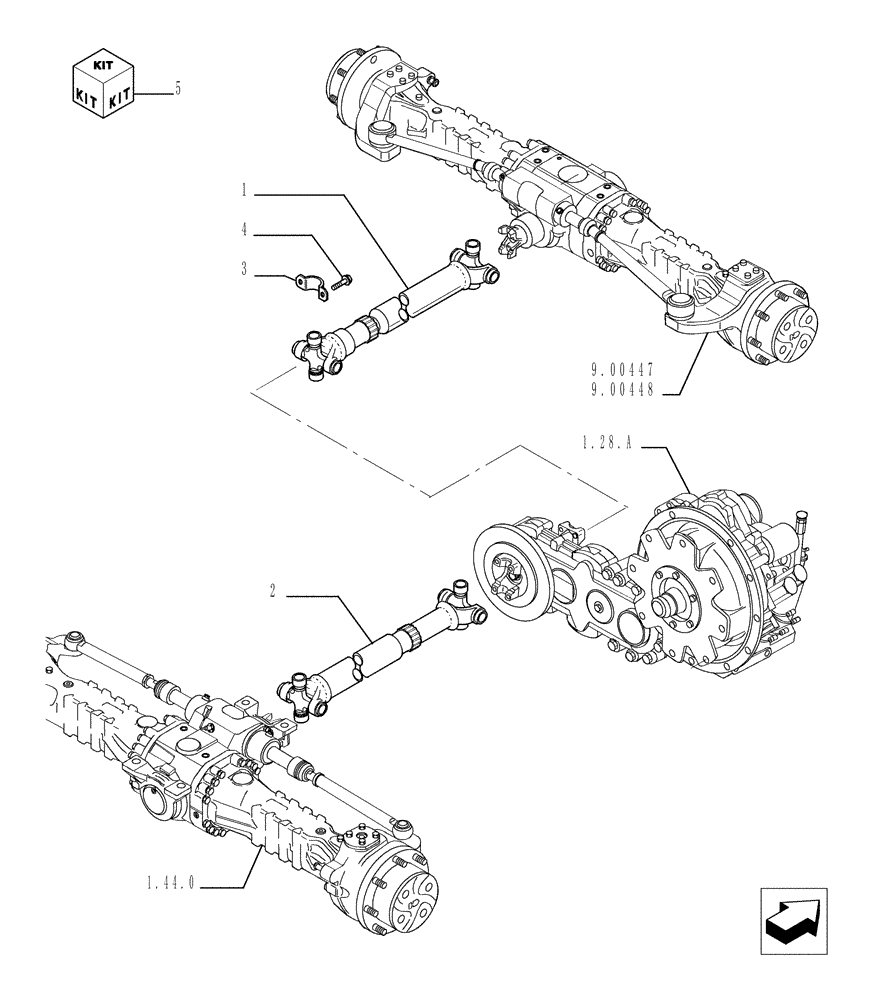 Схема запчастей Case TX1055 - (1.38.0[01]) - DRIVE SHAFTS (27) - REAR AXLE SYSTEM