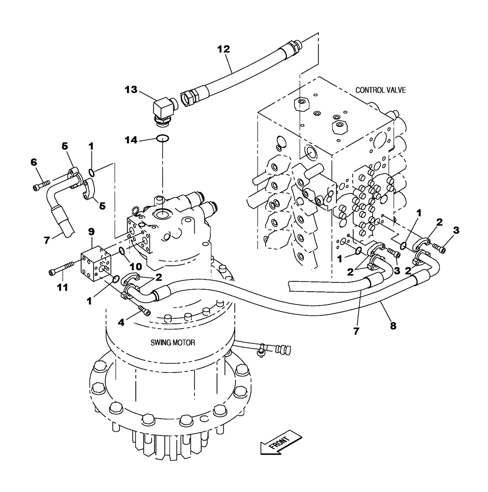 Схема запчастей Case CX470C - (08-011-00[01]) - HYDRAULIC CIRCUIT - SWING MOTOR (07) - HYDRAULIC SYSTEM